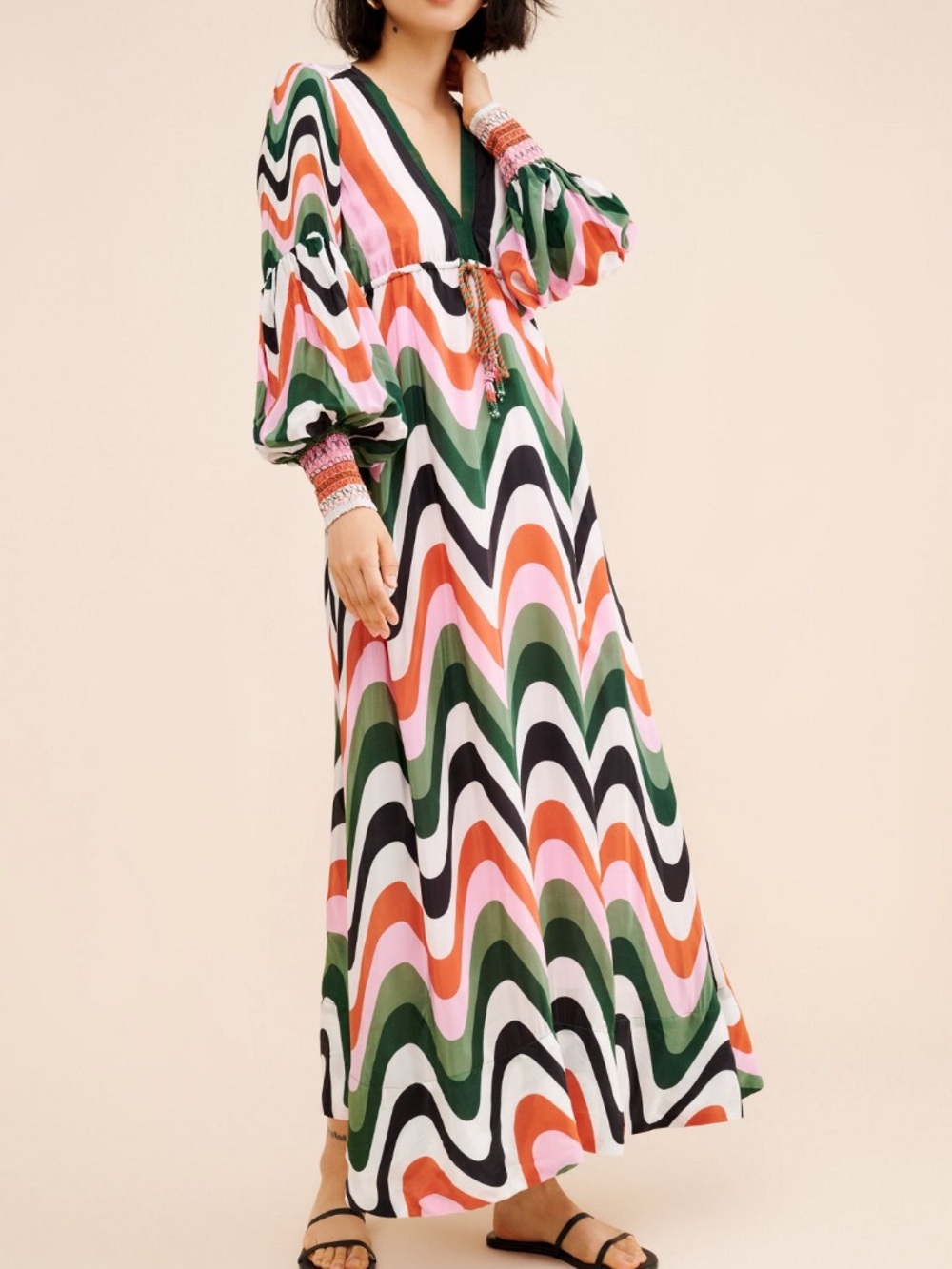 NWT FARM Rio Wave Gradient Maxi 
Dress XXS